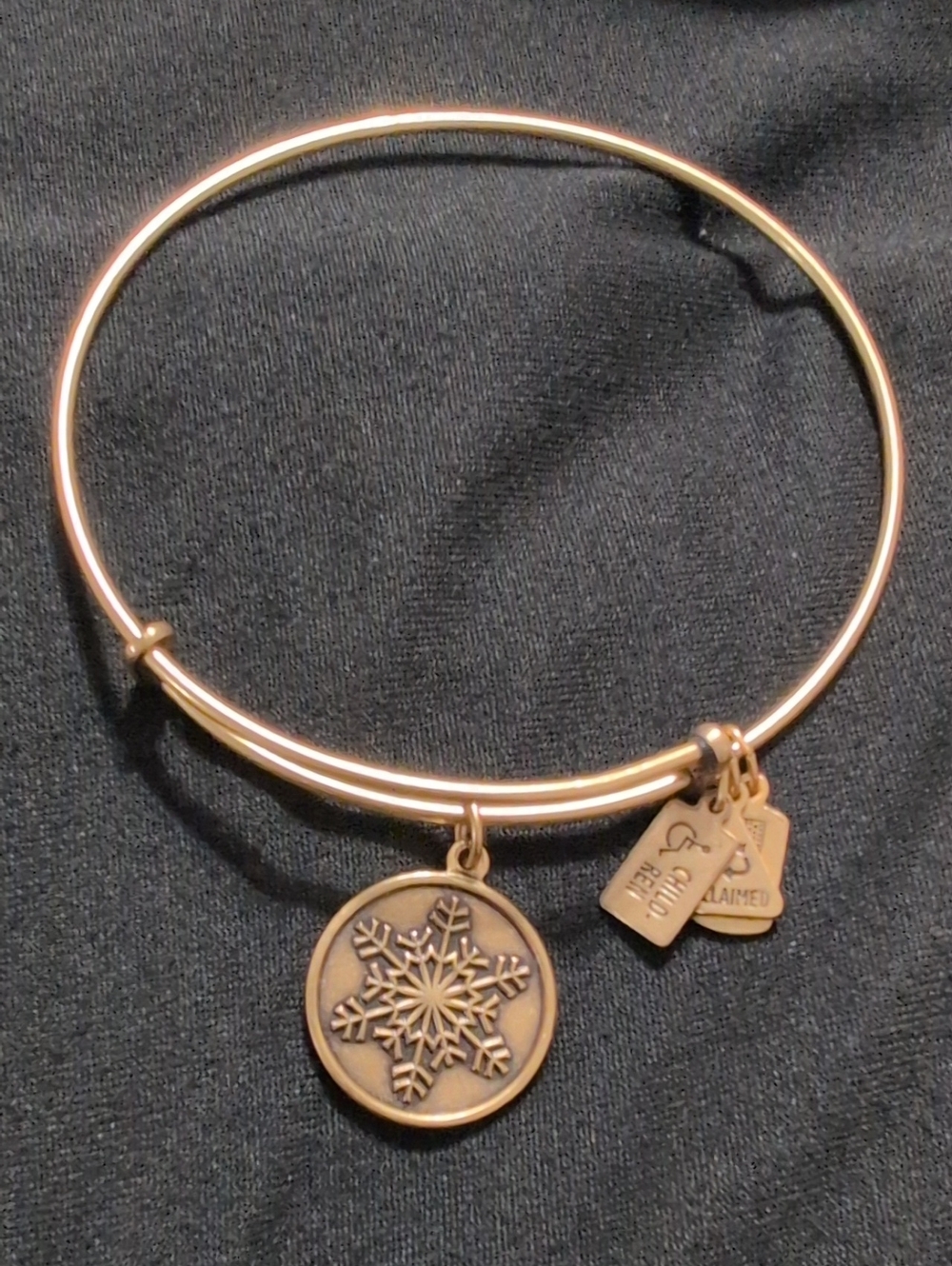 Gold-Tone Snowflake Charm Bangle Bracelet
